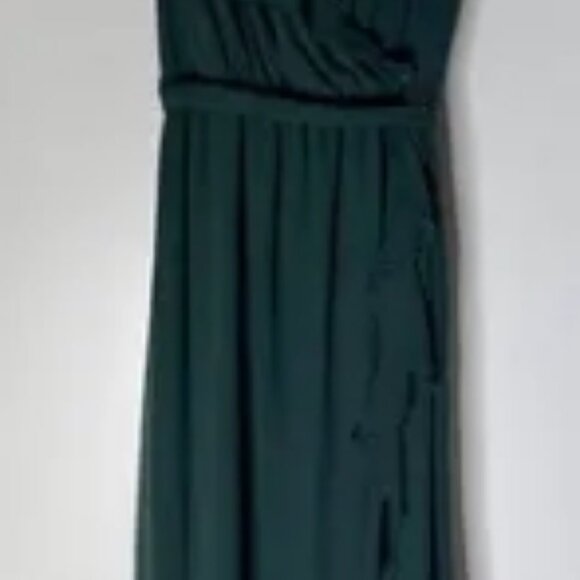Show Me Your MuMu Jessie Ruffle Chiffon Bridesmaid Dress Emerald M 🆕⌚📦🏃💨🚚 - Picture 10 of 15